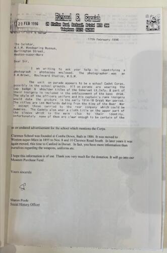 An old letter concerning the school