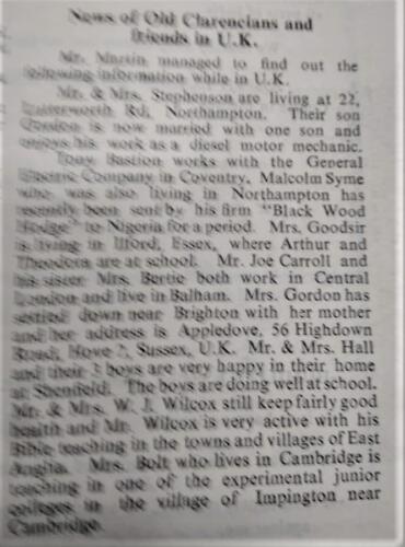 News of Old Clarencians