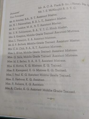 Staff List ~1957